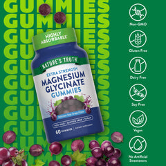 Packaging of Nature's Truth Magnesium Glycinate Gummies 60 Count