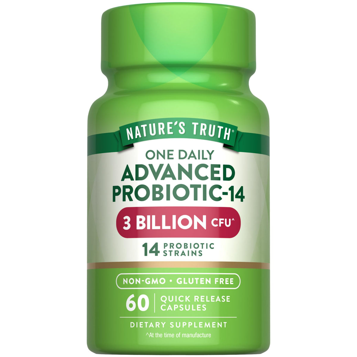 Nature's Truth Probiotics Capsules bottle label with 3B CFU