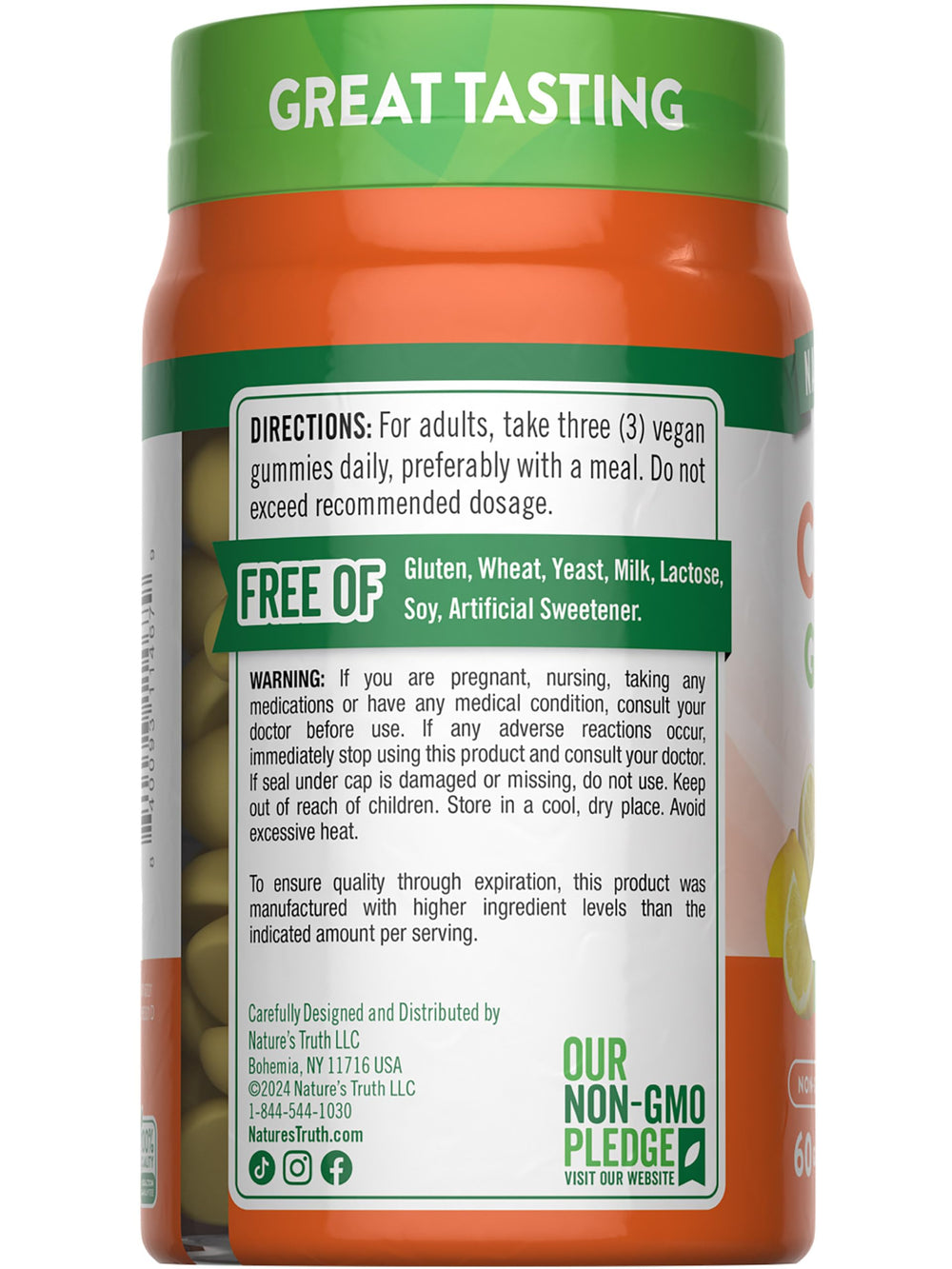 Badges for vegan, non-GMO, gluten-free attributes