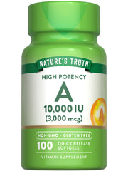 Nature's Truth Vitamin A 10000 IU Softgels bottle front view