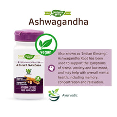 Nature's Way Ashwagandha 60 Veggie Caps product label