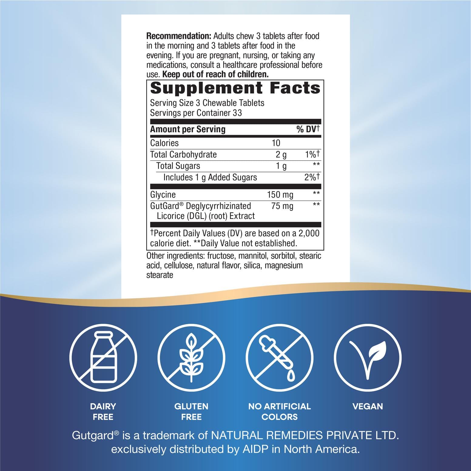 Gluten-free label for Nature's Way DGL chewable tablets