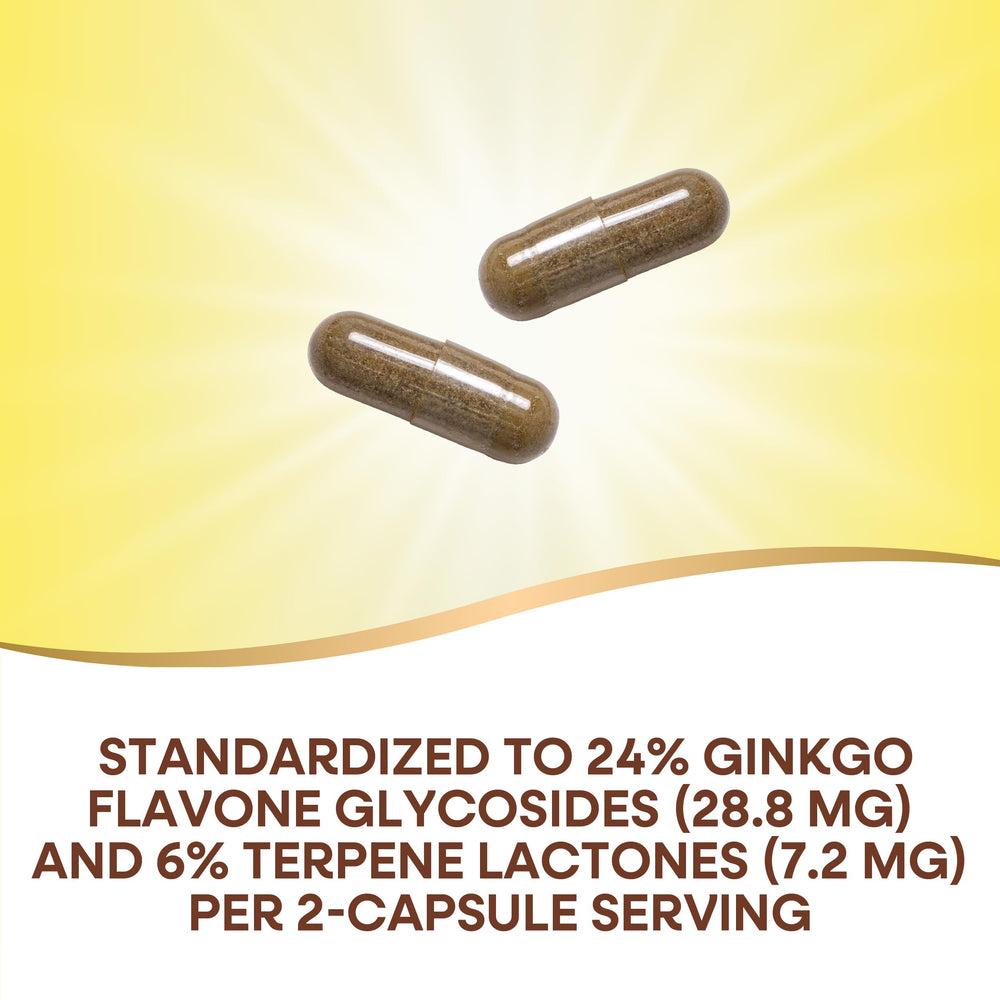 Ingredient panel showing 24% flavone glycosides and 6% terpene lactones