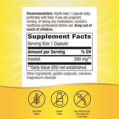 Gluten-free label on Nature's Way Inositol bottle