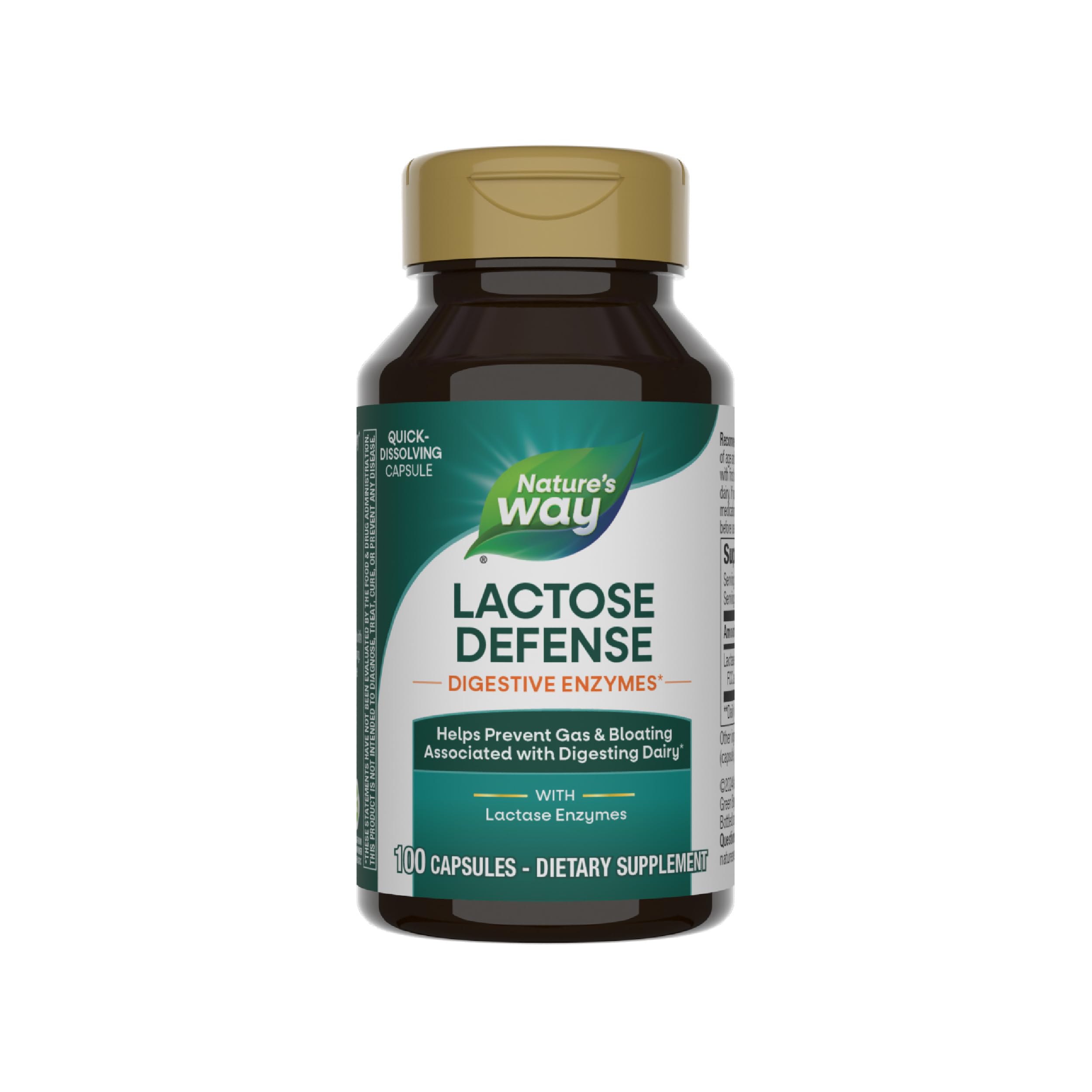 Nature's Way Lactose Defense product bottle and capsules