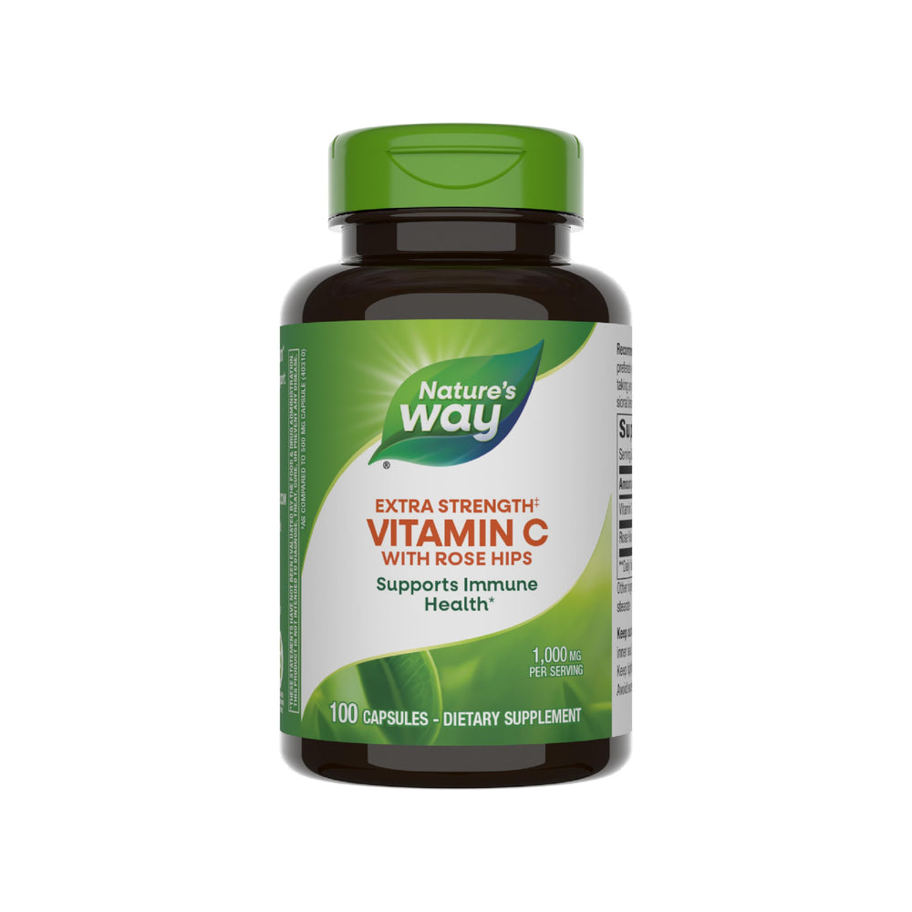 Front view of Nature's Way Extra Strength Vitamin C with Rose Hips bottle