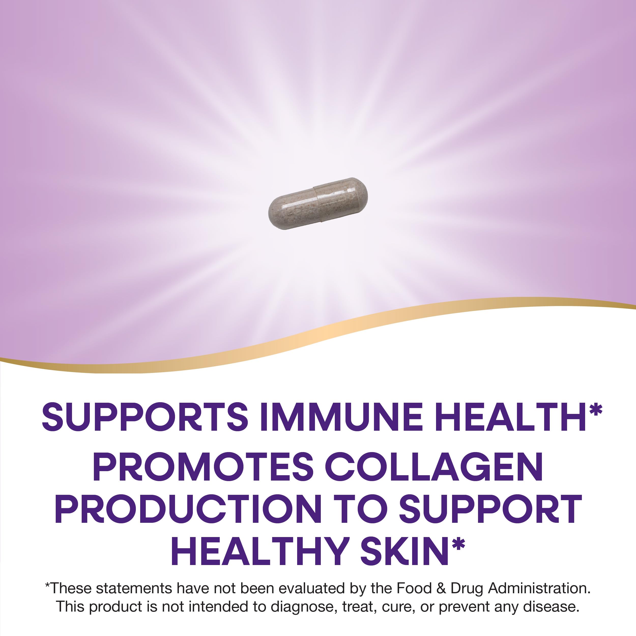 Supplement Facts panel showing 1,000 mg Vitamin C per serving