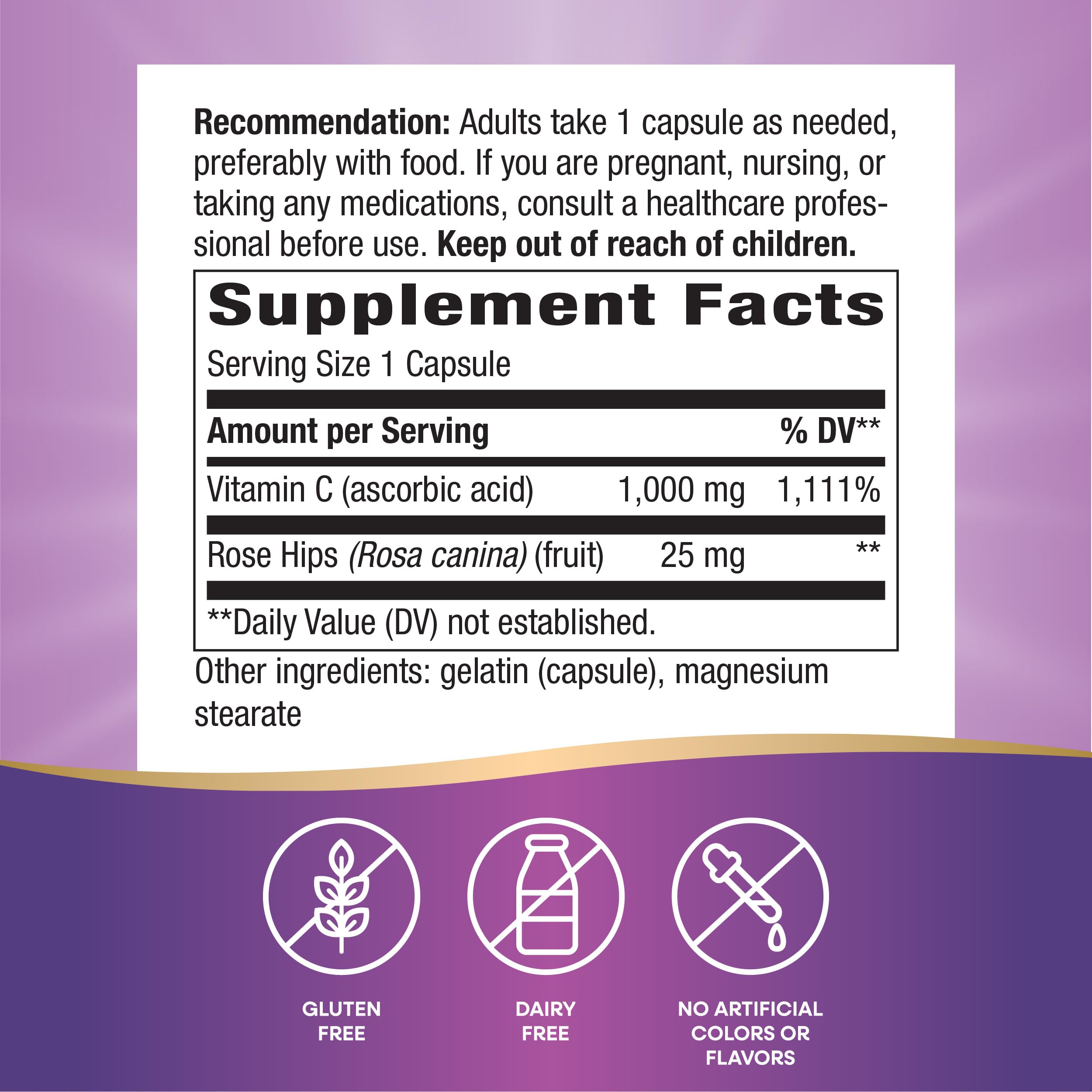 Rose hips illustration on Nature's Way Vitamin C label