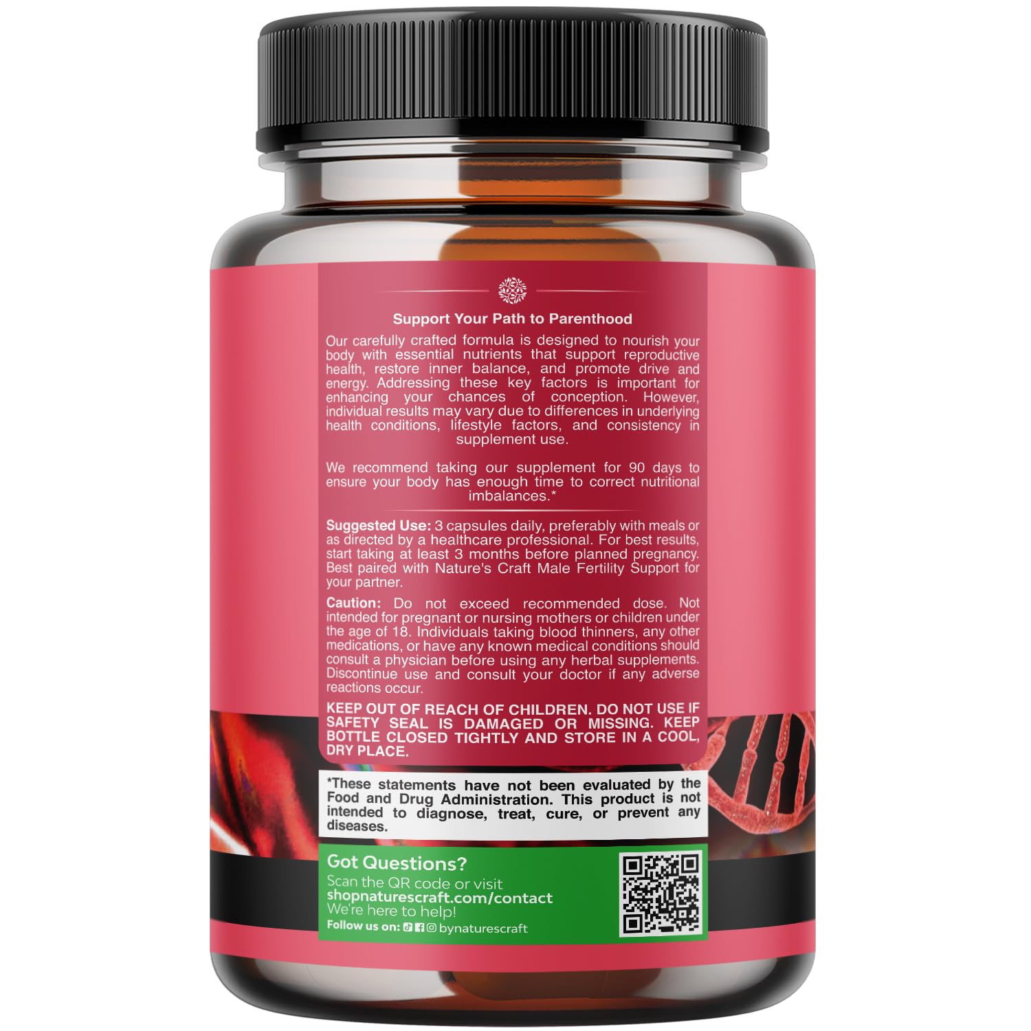 Natures Craft dosage instructions on table to emphasize recommended two-capsule routine