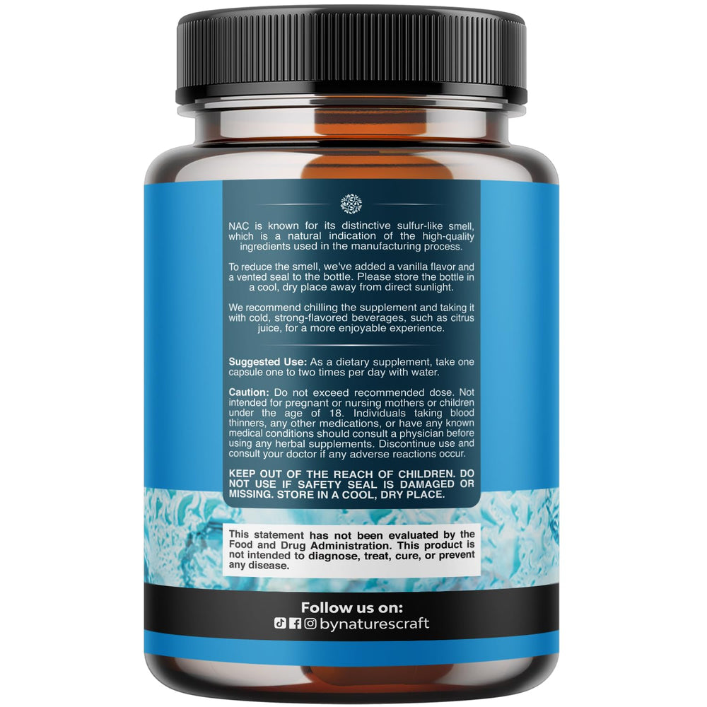 Natures Craft vegan NAC capsules being poured for convenient daily antioxidant support