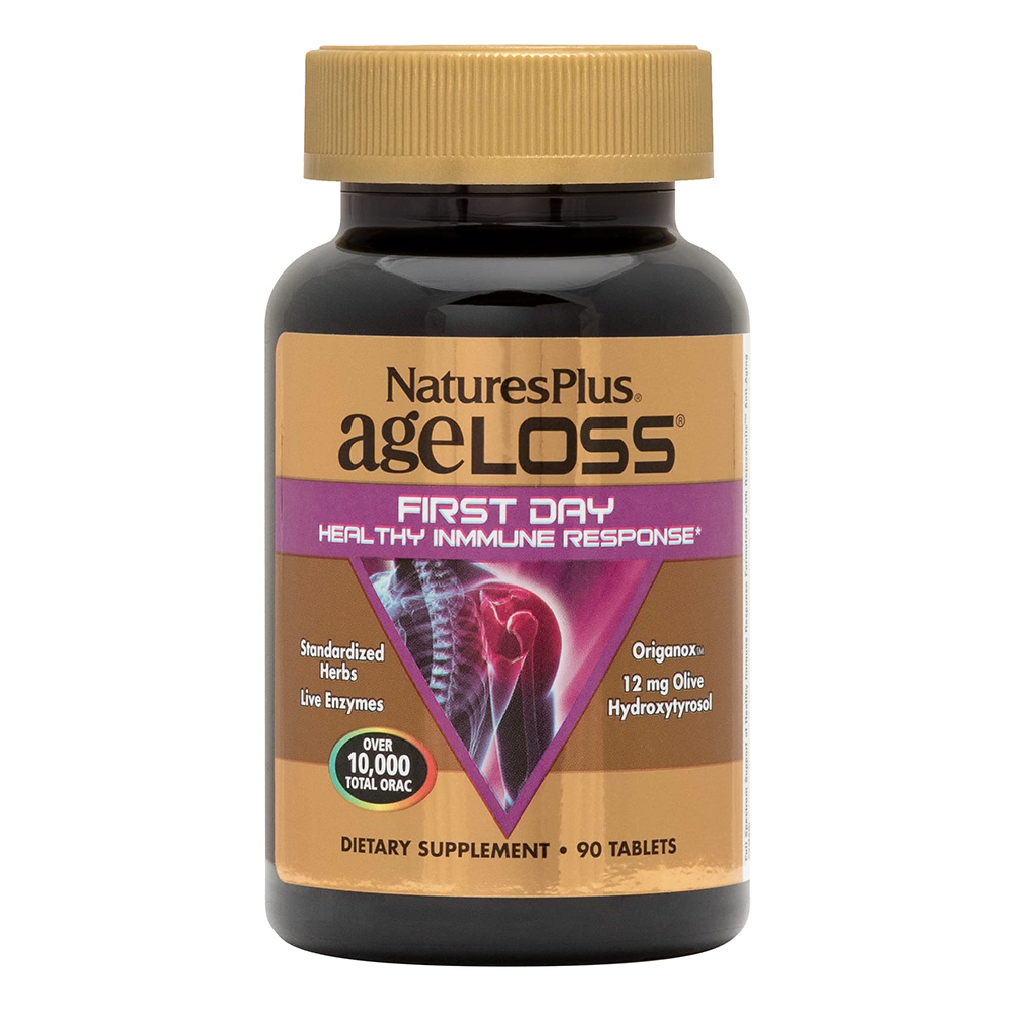 NaturesPlus AgeLoss First Day Immune Response bottle - front view