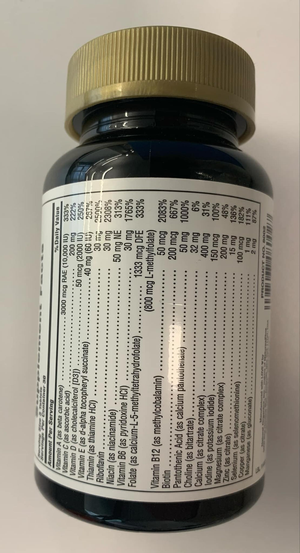 Close-up of the 90-tablet bottle