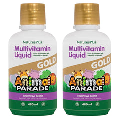 Front view of NaturesPlus Animal Parade Gold Kids Multivitamin 16oz 2-pack