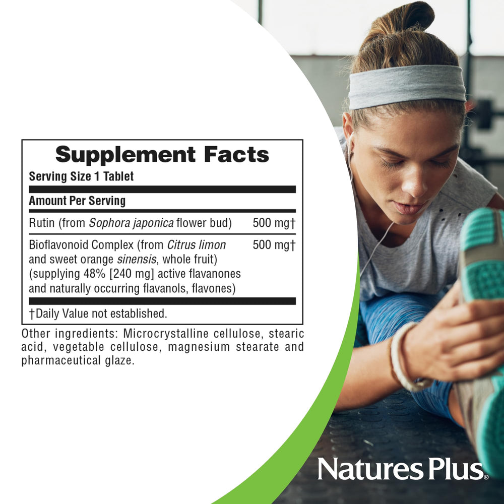 Ingredients and nutrition label for Biorutin