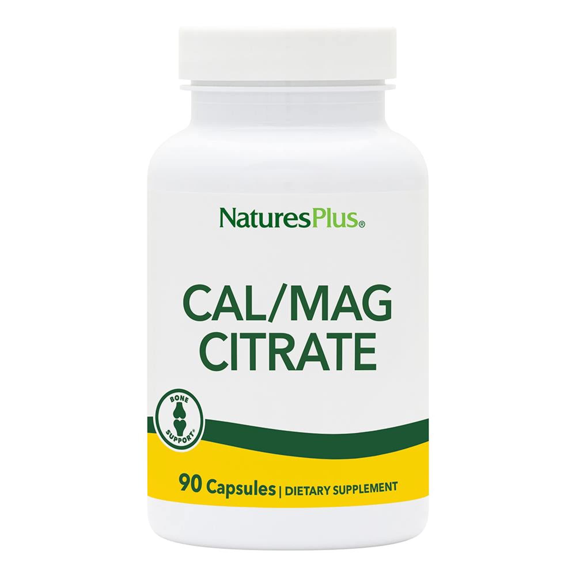 Bottle front image of NaturesPlus Cal/Mag Citrate with 90 vegetarian capsules