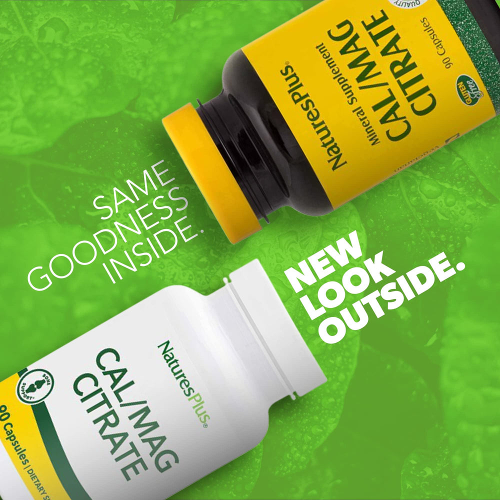 Label detailing calcium 500 mg and magnesium 250 mg per serving