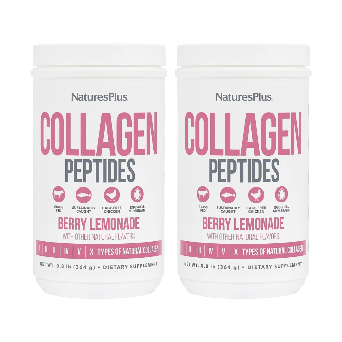 NaturesPlus Collagen Peptides Berry Lemonade powder container
