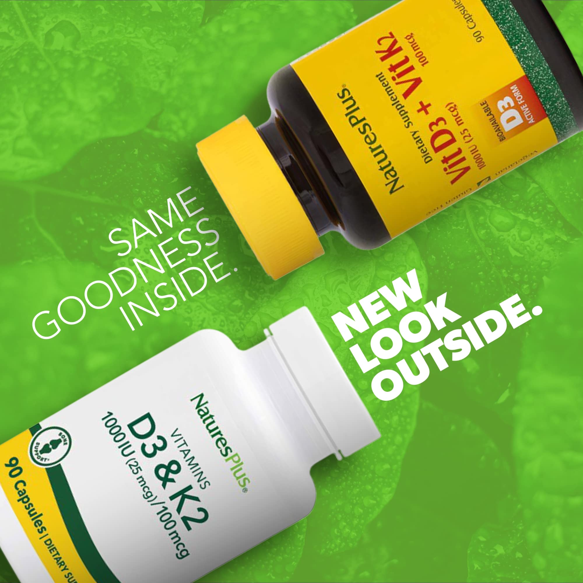 Label close up showing D3 1000 IU and K2 100 mcg