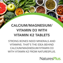 Close-up of D3, K2, calcium and magnesium contents for NaturesPlus