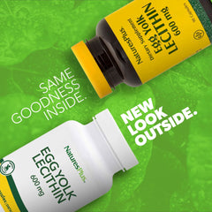 Label showing 600 mg per capsule for NaturesPlus Egg Yolk Lecithin
