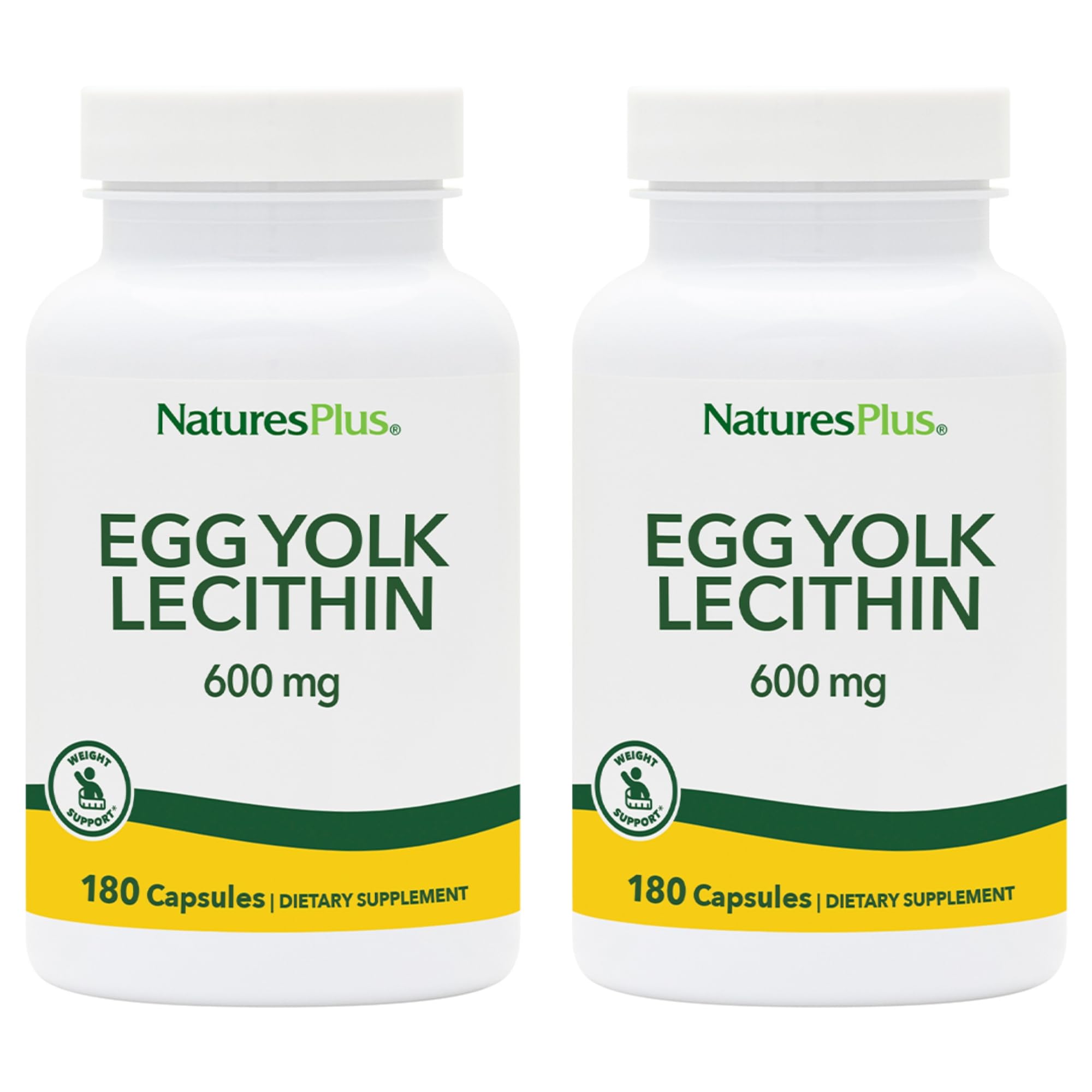 NaturesPlus Egg Yolk Lecithin bottle front view - 600 mg, 180 capsules