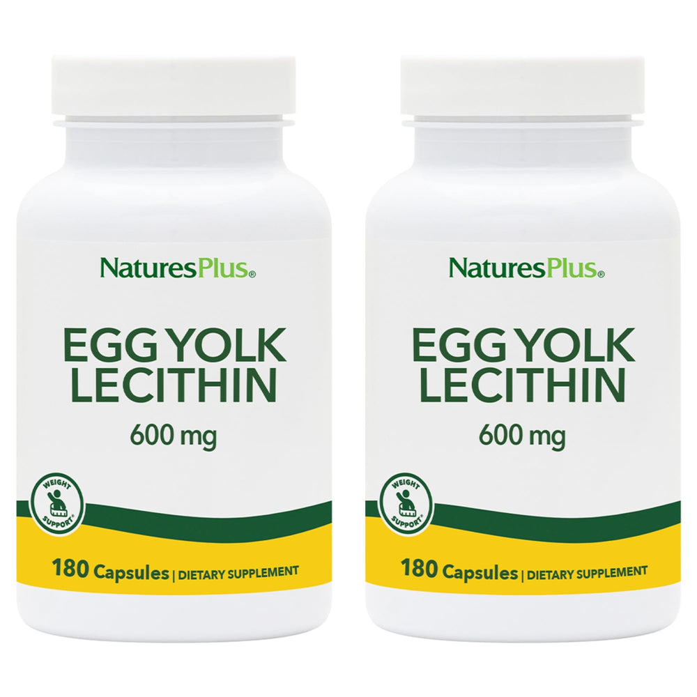 NaturesPlus Egg Yolk Lecithin bottle front view - 600 mg, 180 capsules