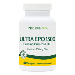 NaturesPlus Ultra EPO 1500 Evening Primrose Oil bottle with 60 softgels