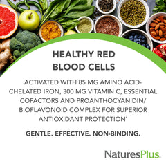 Close-up of NaturesPlus Hema-Plex Iron 85 mg chelated iron softgels