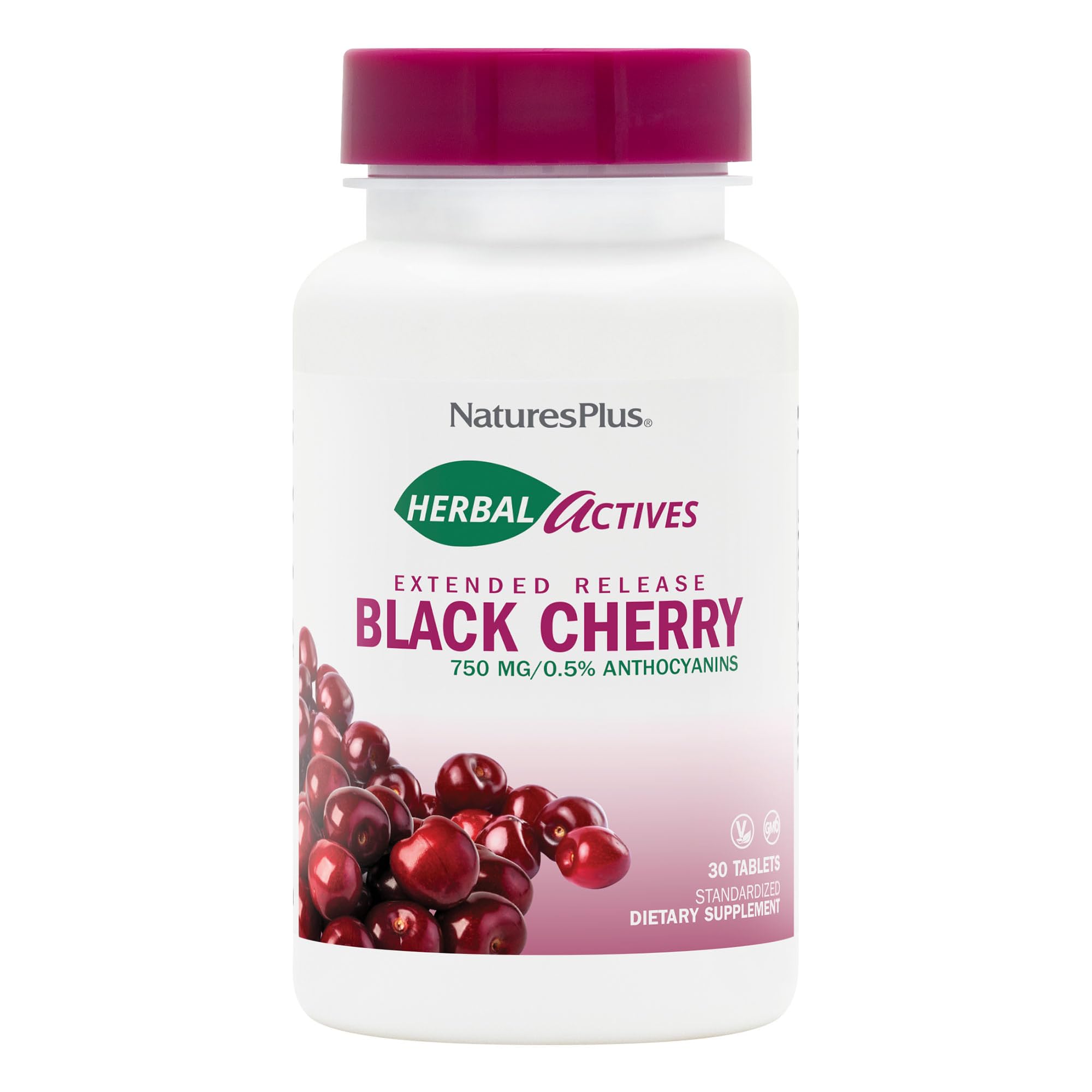 NaturesPlus Herbal Actives Black Cherry 30-tablet extended-release bottle