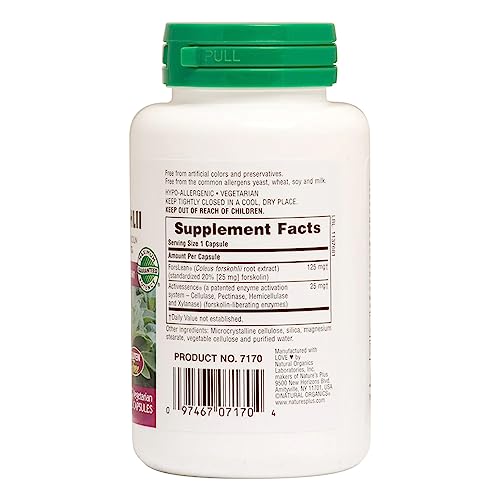 Bottle of NaturesPlus Herbal Actives Coleus Forskohlii 60 vegetarian capsules