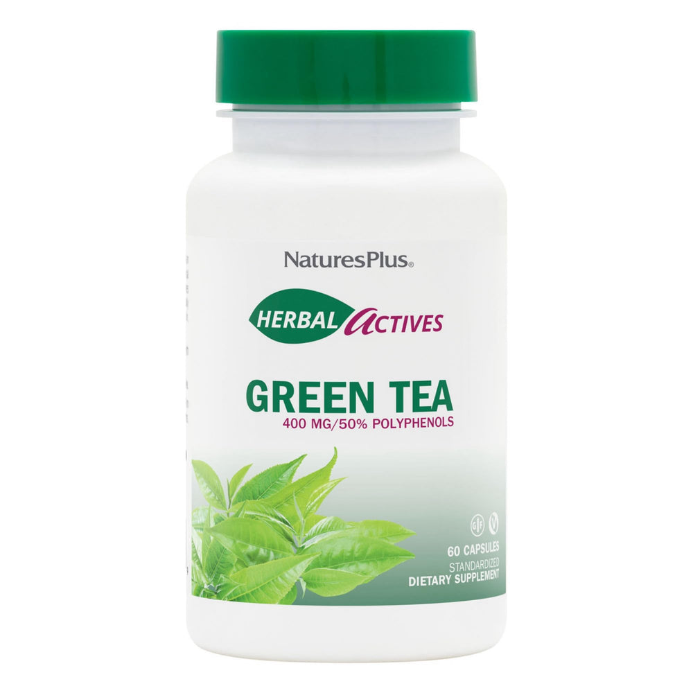 Front view of NaturesPlus Herbal Actives Green Tea bottle