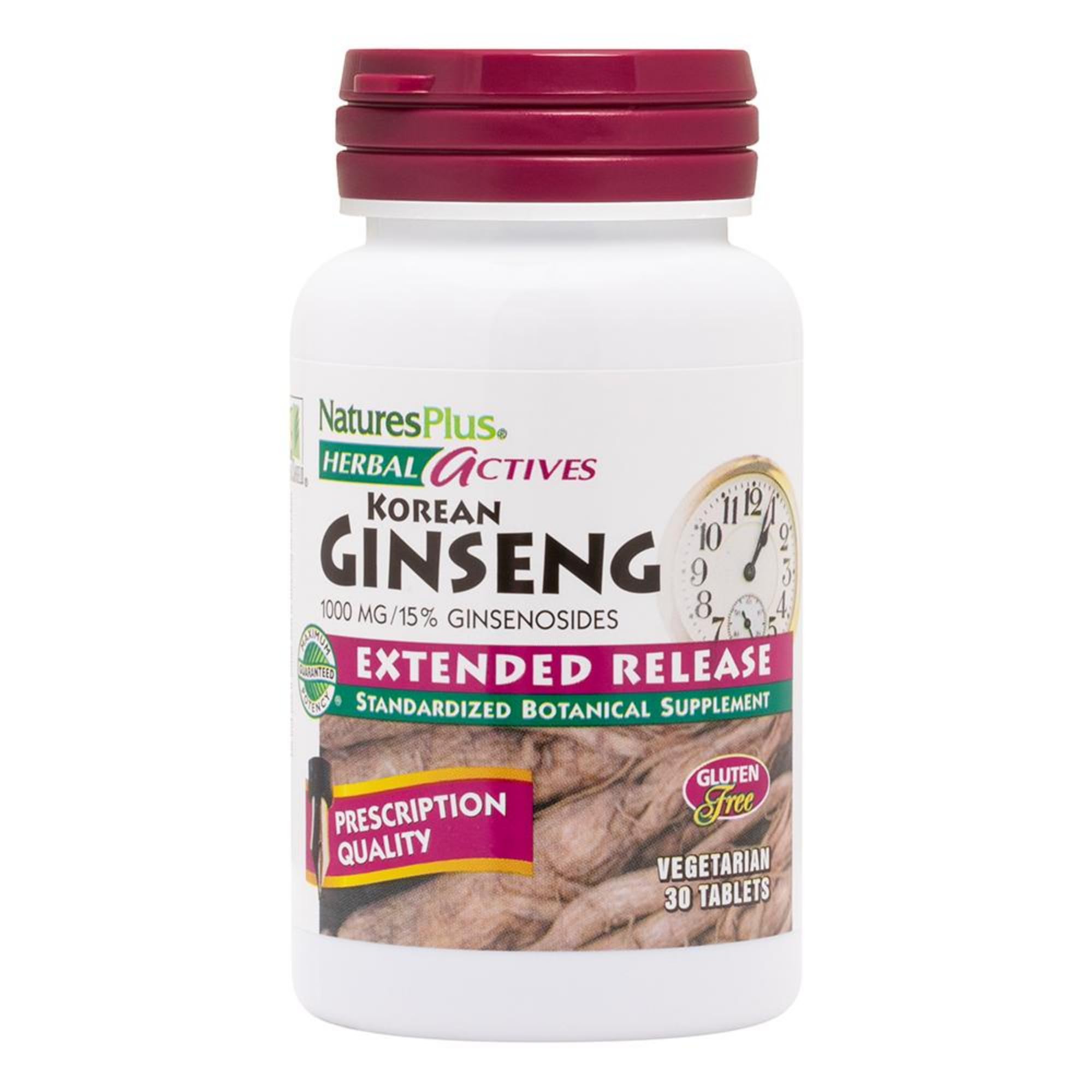 NaturesPlus Herbal Actives Korean Ginseng Extended Release bottle label