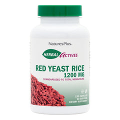 NaturesPlus Herbal Actives Red Yeast Rice bottle label showing 1200 mg per serving