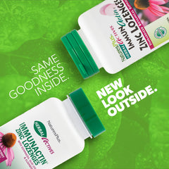 Front view of ImmunActin Zinc Lozenges bottle with Wild Cherry label