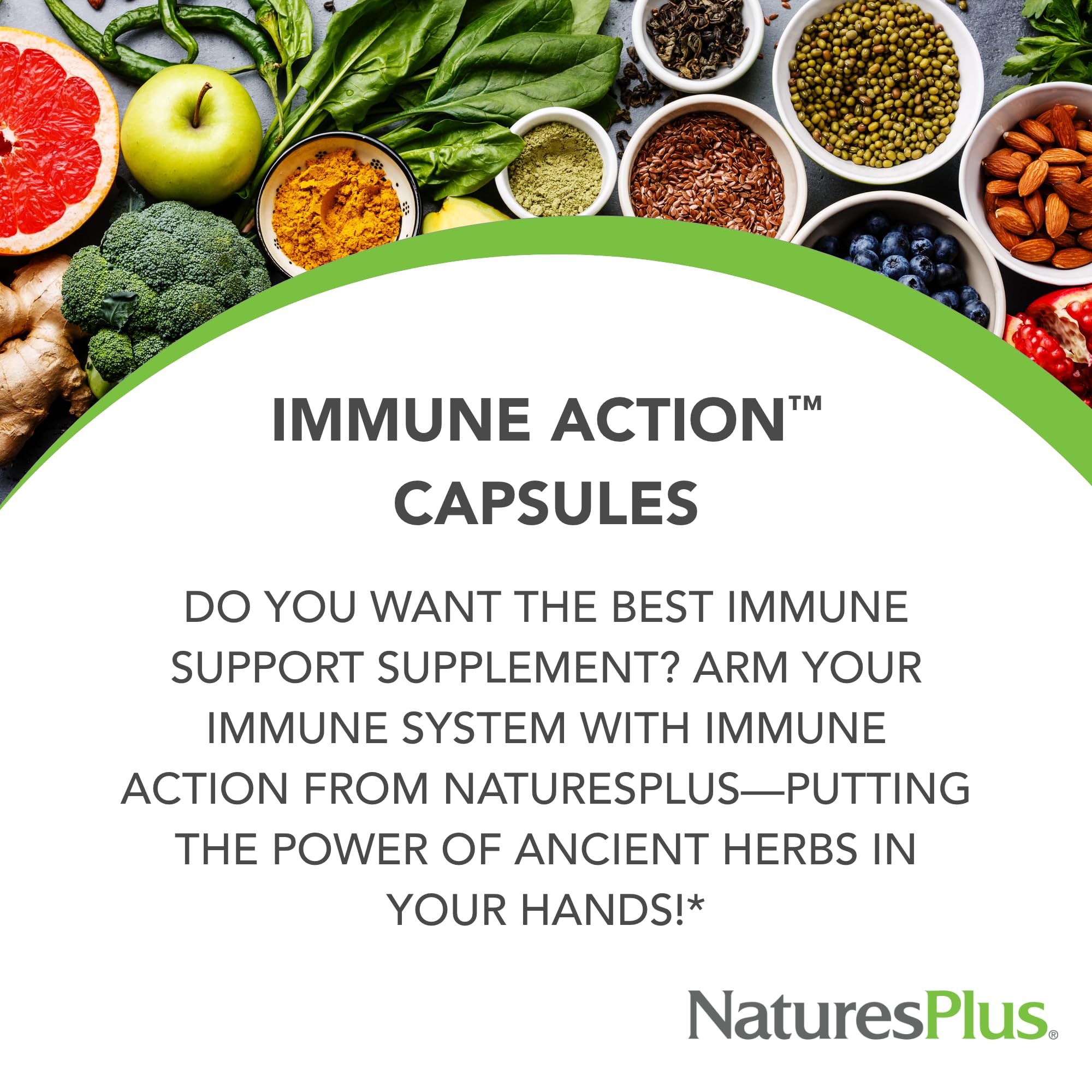 NaturesPlus Immune Action bottle and packaging