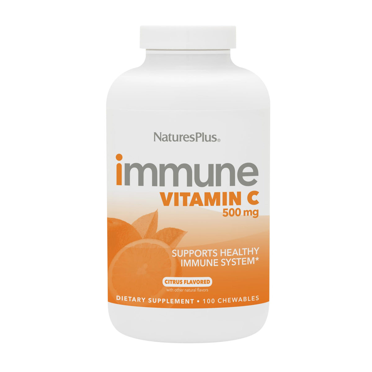 Bottle of NaturesPlus Immune Vitamin C Citrus with 100 chewables