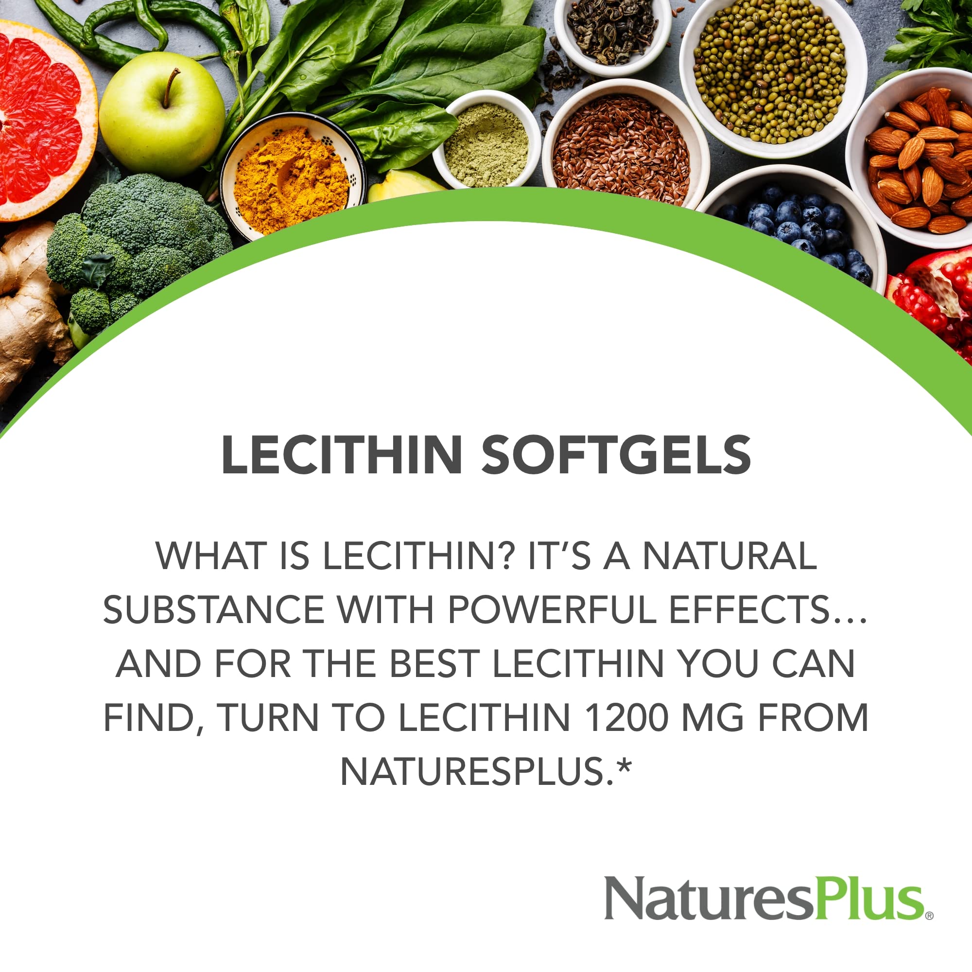Close-up of NaturesPlus Lecithin 1200 mg label