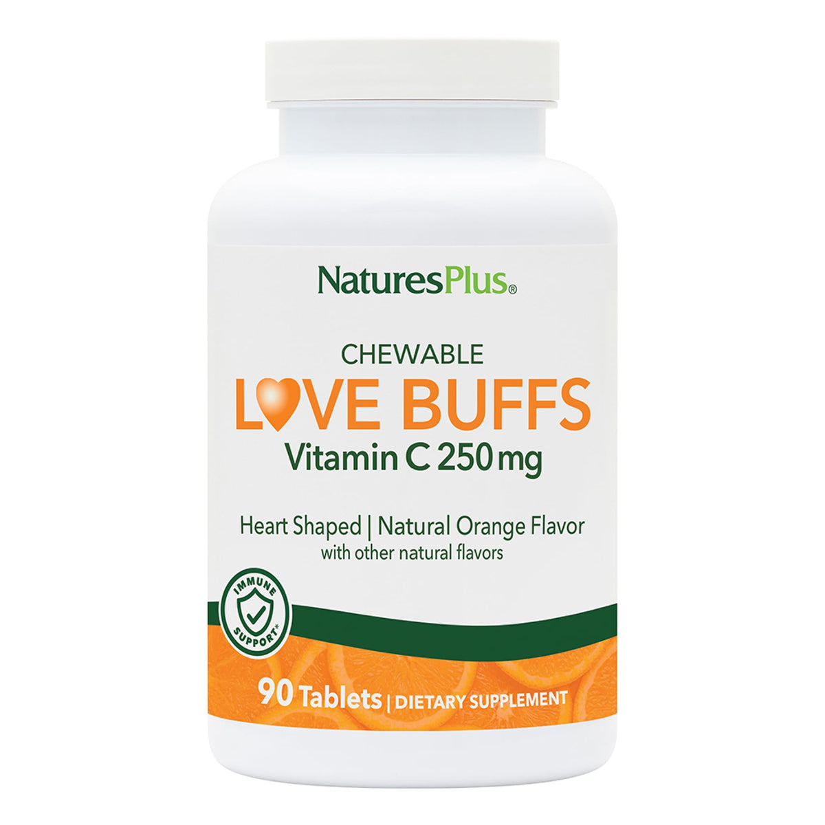 NaturesPlus Love Buffs bottle with heart-shaped chews