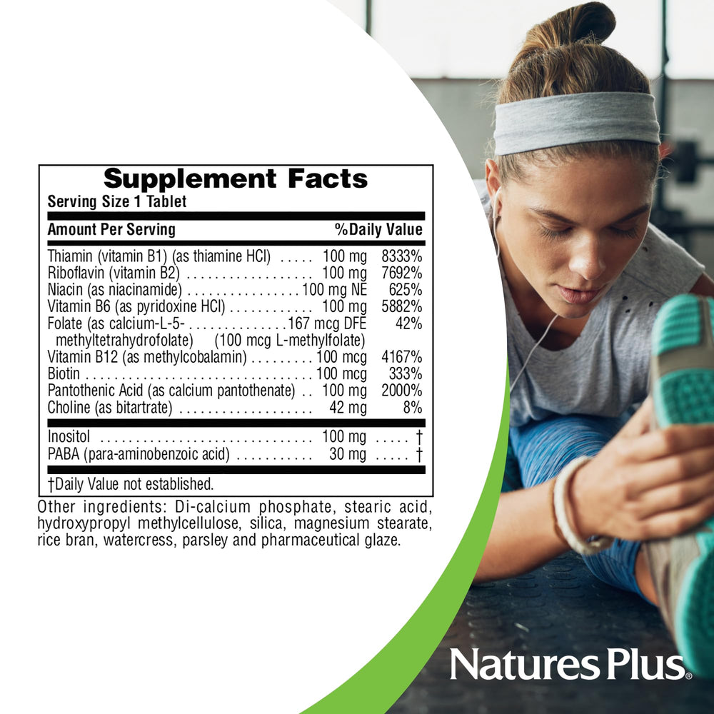 NaturesPlus Mega B-100 Complex ingredients and vitamin information