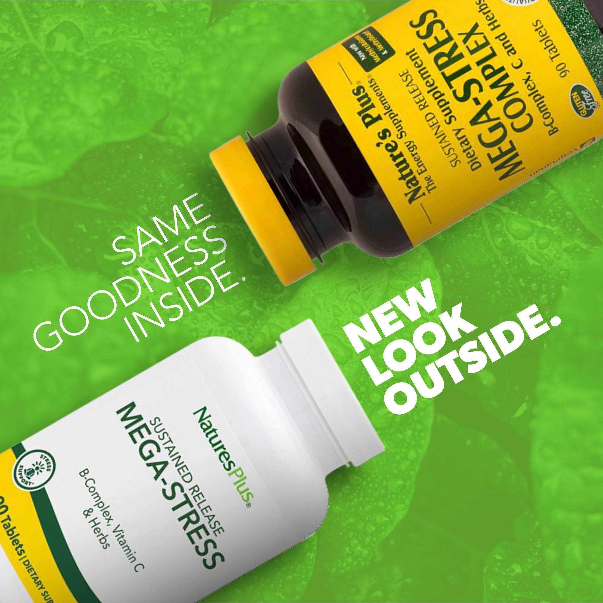 Close-up of sustained-release tablets in Mega-Stress Complex