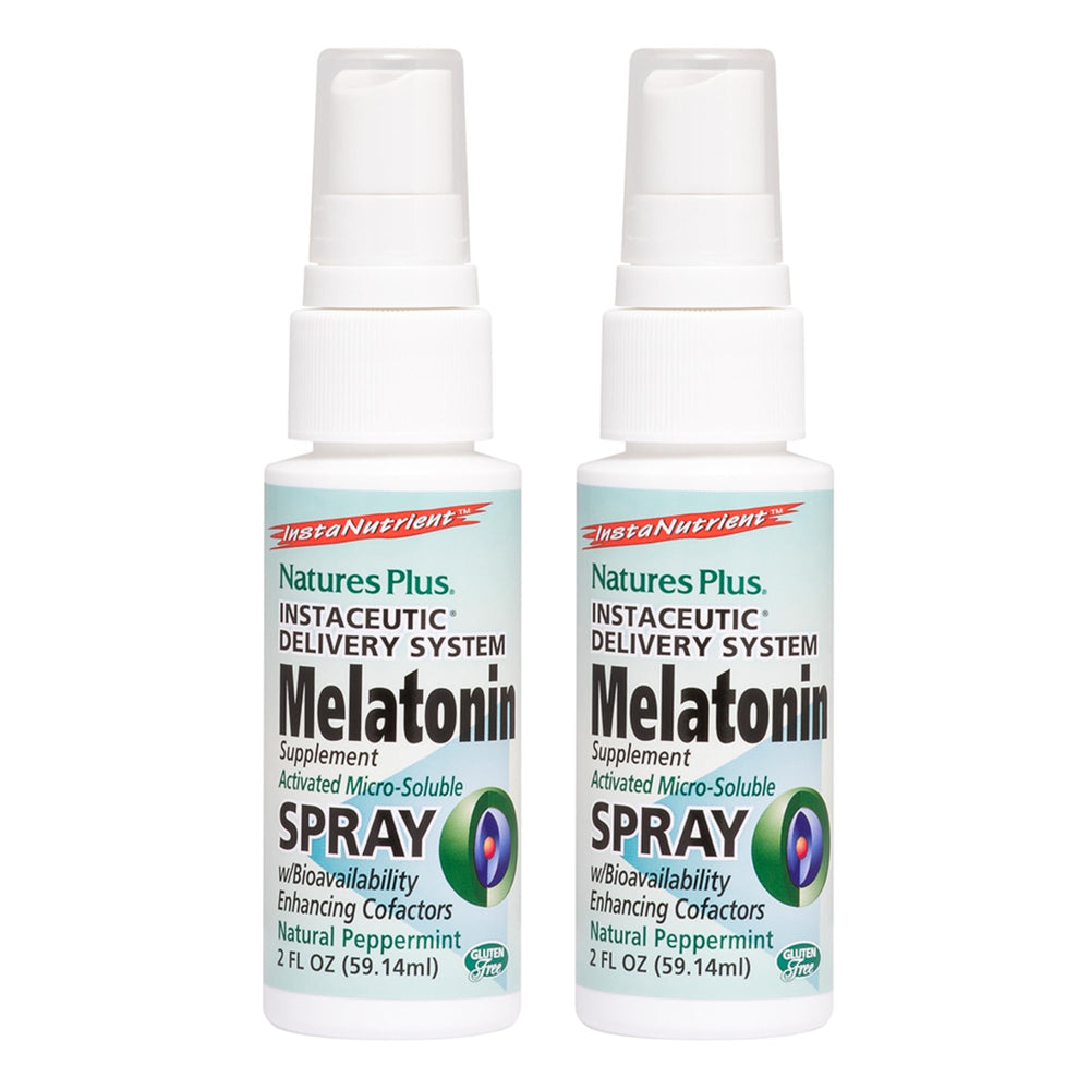 Front view of NaturesPlus Melatonin Spray, Peppermint flavor, 2 oz