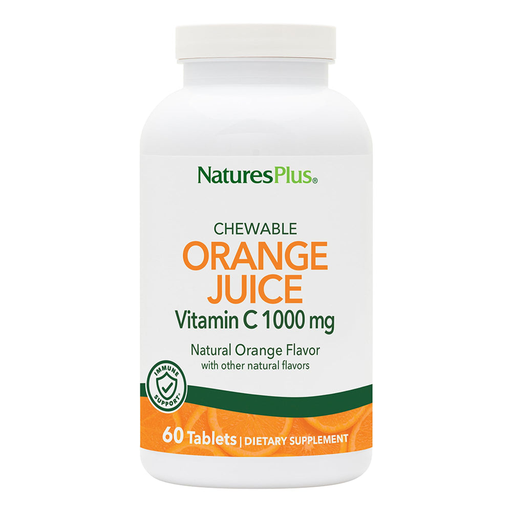 Front view of NaturesPlus Orange Juice Vitamin C chewable tablets