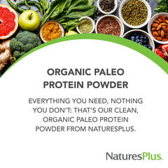 Back nutrition label of NaturesPlus Organic Paleo Protein 1.49 lb, unflavored