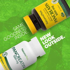 Back label with supplement facts of Pancreatin 1000 mg