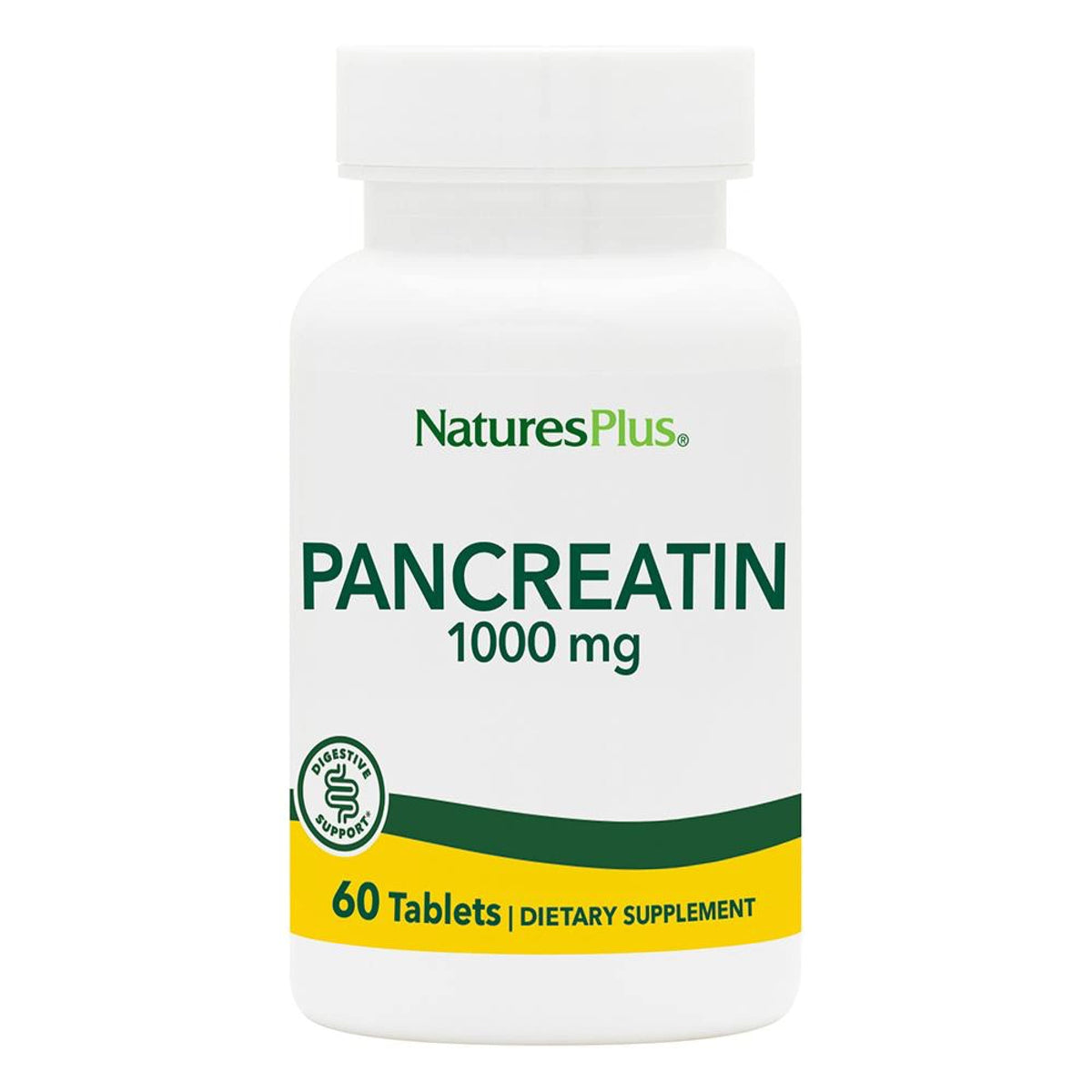 Front label of NaturesPlus Pancreatin 1000 mg 60 tablets
