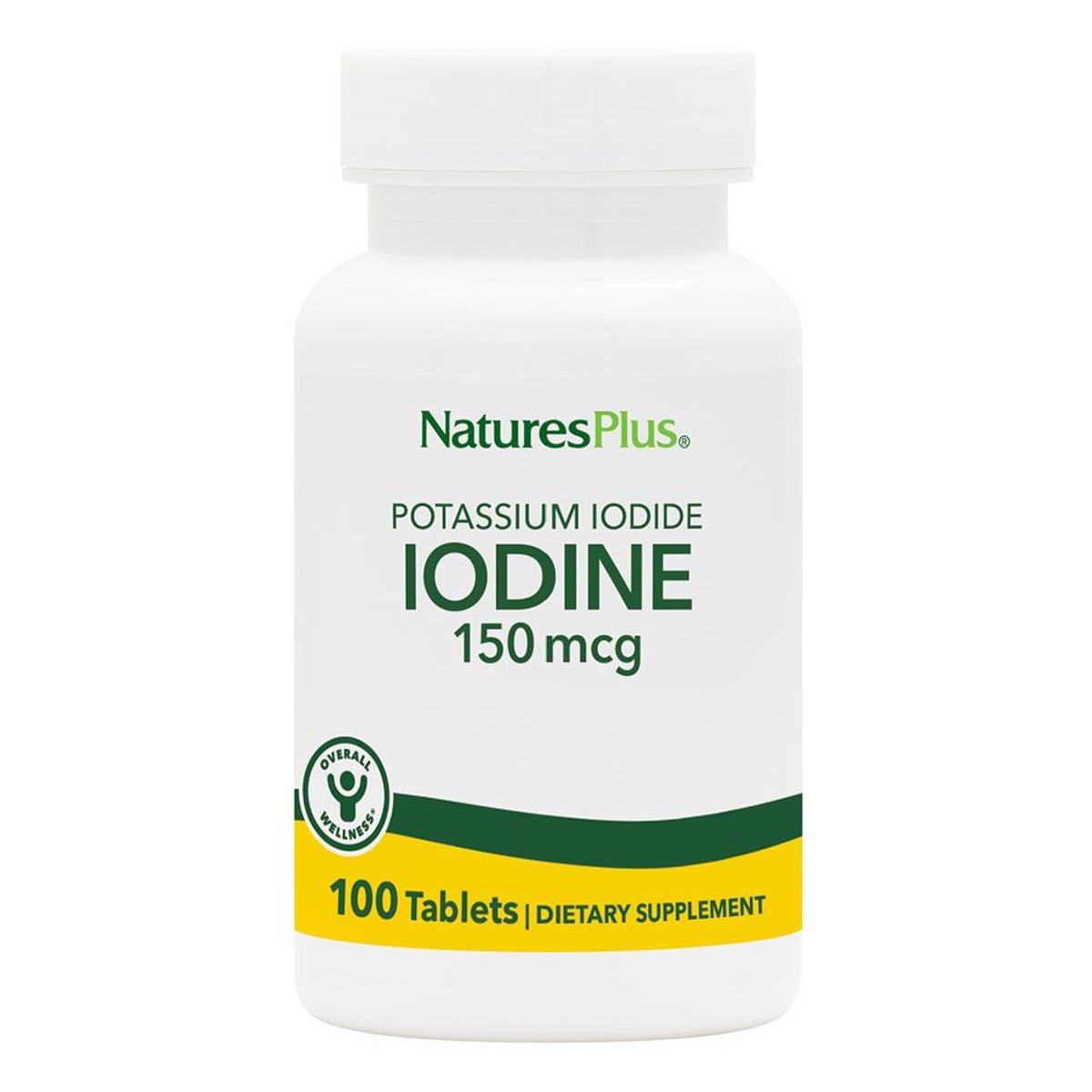 Front view of NaturesPlus Potassium Iodide 150 mcg vegan tablets bottle