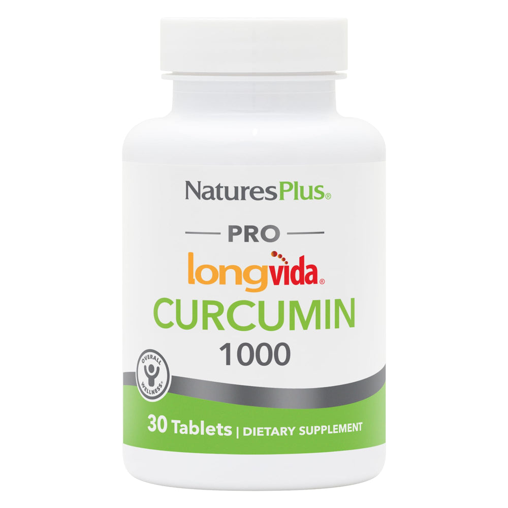 Front view of NaturesPlus PRO Longvida Curcumin 1000 mg bottle with 30 tablets