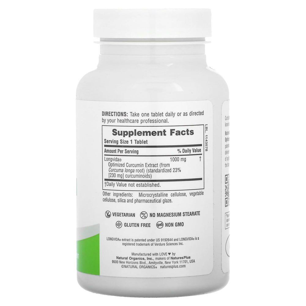 Front packaging of NaturesPlus PRO Longvida Curcumin 1000 mg - 60 tablets