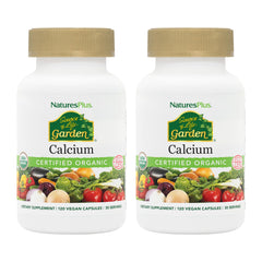 NaturesPlus Source of Life Garden Calcium bottle - 120 vegan capsules, pack of 2 - hero image