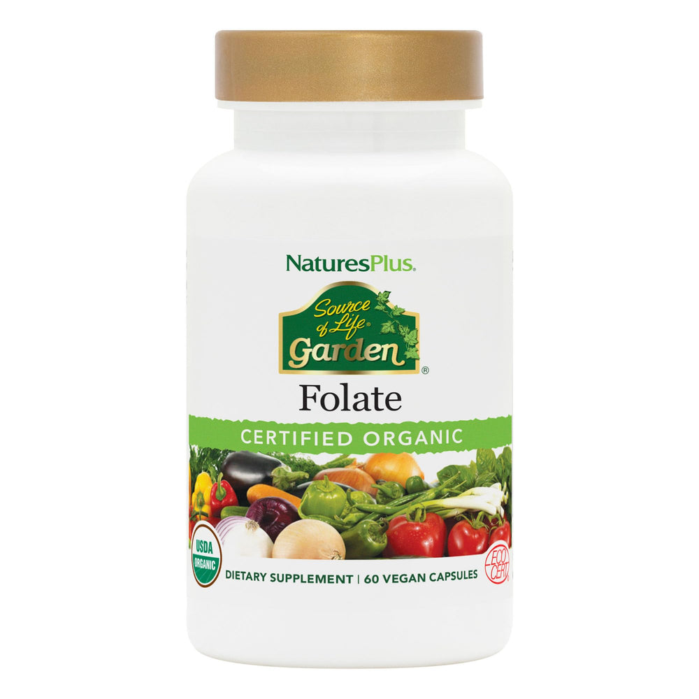 NaturesPlus Source of Life Garden Folate bottle and label